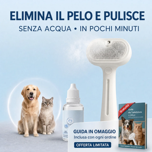 Sistema di pulizia senza acqua per animali