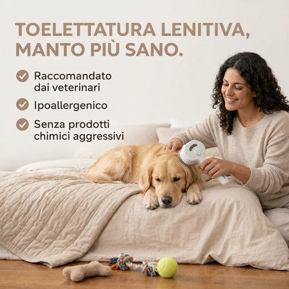 Sistema di pulizia senza acqua per animali