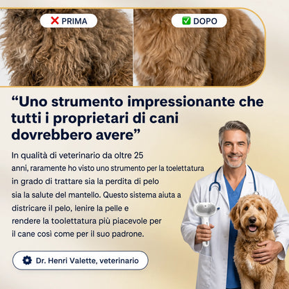 Sistema di pulizia senza acqua per animali