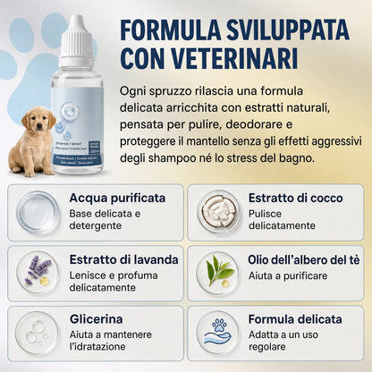 Sistema di pulizia senza acqua per animali